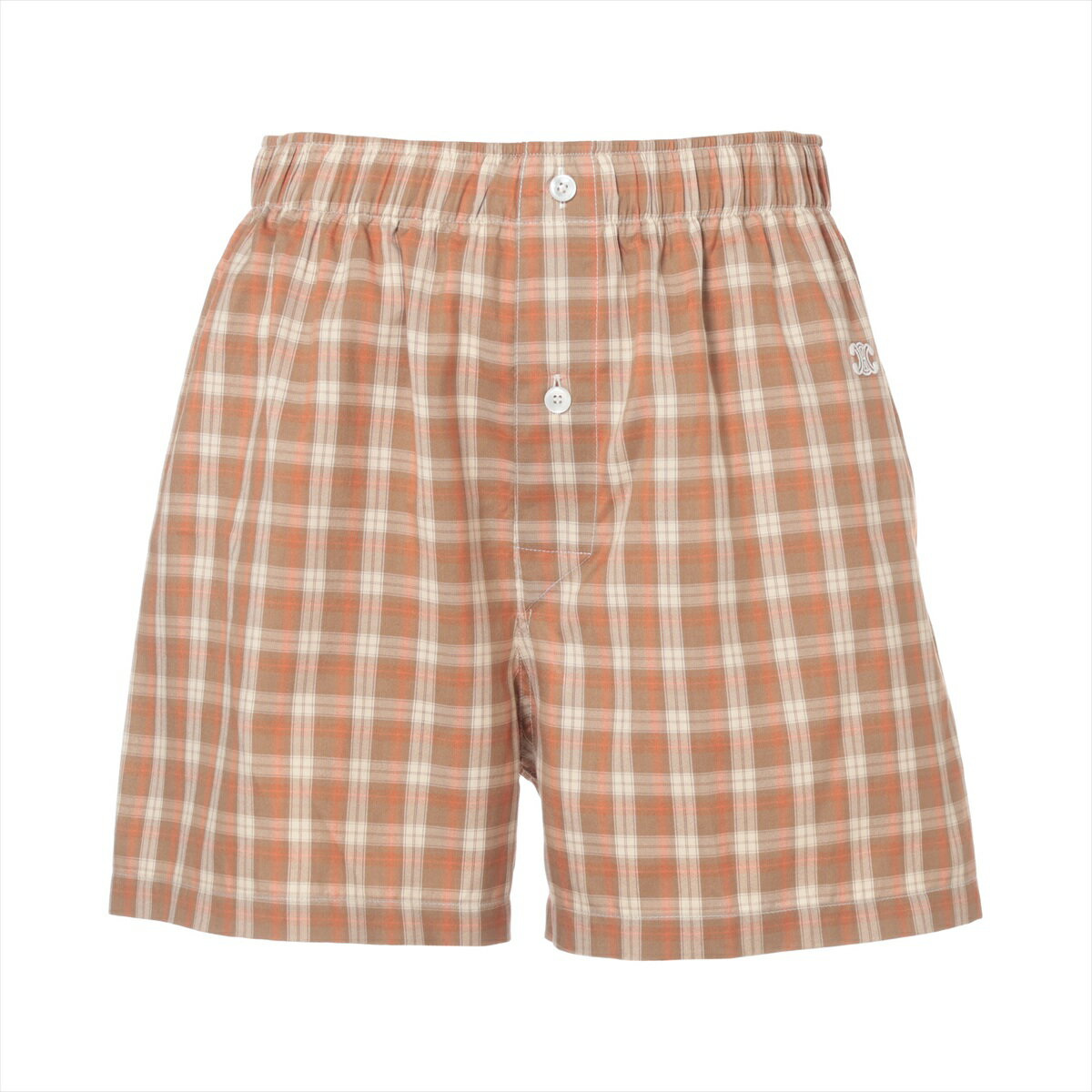 【中古】セリーヌ トリオンフ シルク ショートパンツ 34 レディース ブラウン 2Z294792X チエック