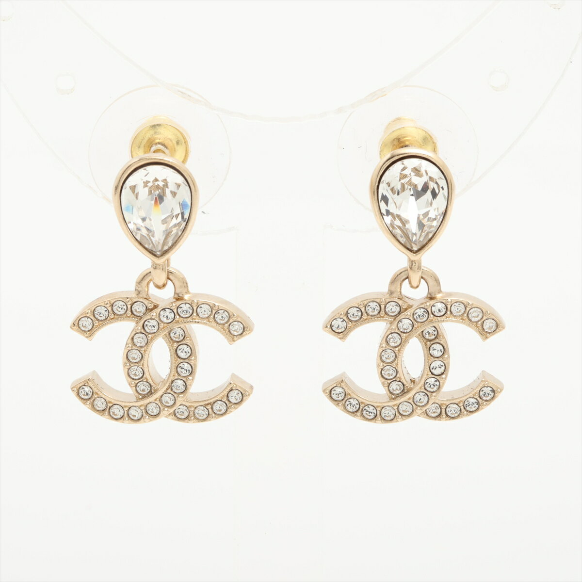 【中古】シャネル ココマーク F25A ピアス(両耳用) GP×ラインストーン ゴールドのサムネイル