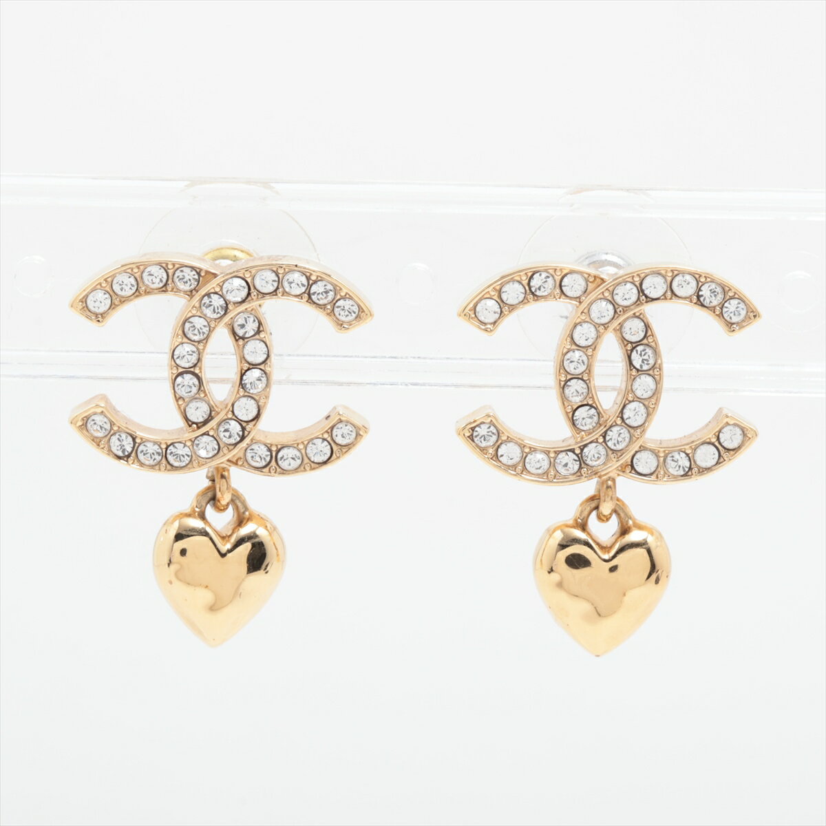 【中古】シャネル ココマーク ハート B23P ピアス(両耳用) GP×ラインストーン ゴールドのサムネイル