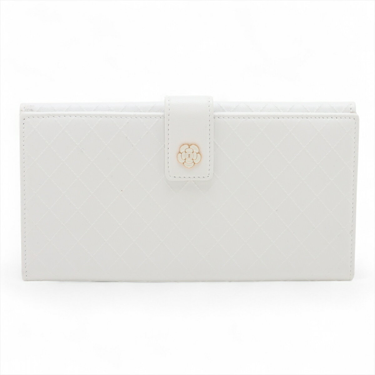 未使用✨シャネル　ビコローレ　二つ折り長財布　ココマーク　パールホワイト ココマーク 二つ折り長財布 レザー ピンクベージュ シルバー金具