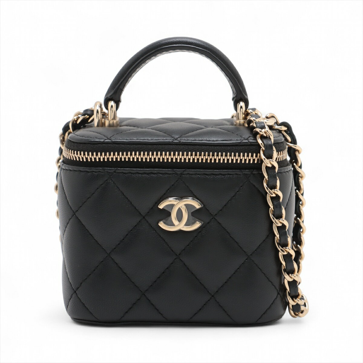 【中古】シャネル マトラッセ ラムスキン チェーンショルダーバッグ バニティ ブラック ゴールド金具 ランダムシリアル AP1340のサムネイル