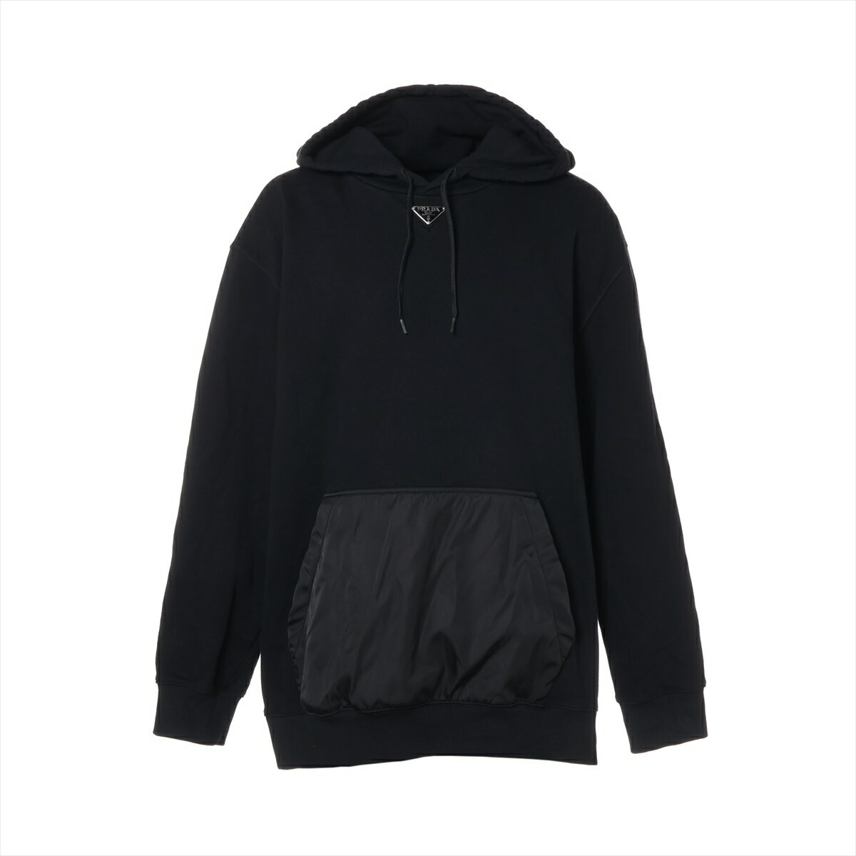 美品 PRADAプラダ パーカー ポンチョ S 黒 イタリア製 ボリュームネック プラダ PRADA ニット パーカー ジップアップ ハイネック