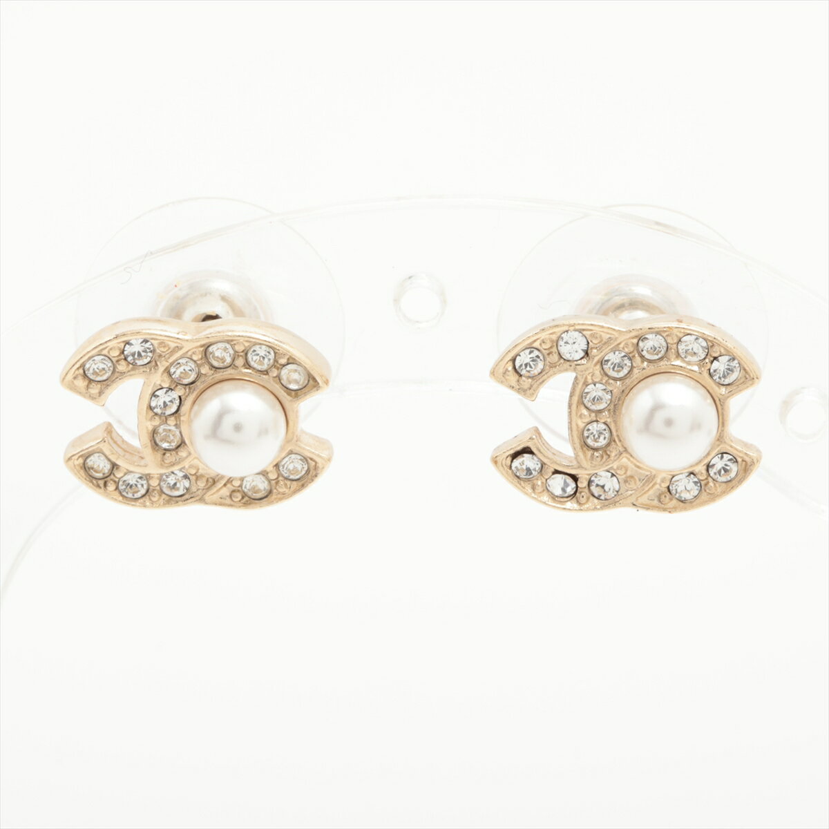 【中古】シャネル ココマーク A20B ピアス(両耳用) GP×ラインストーン×フェイクパール ゴールドのサムネイル