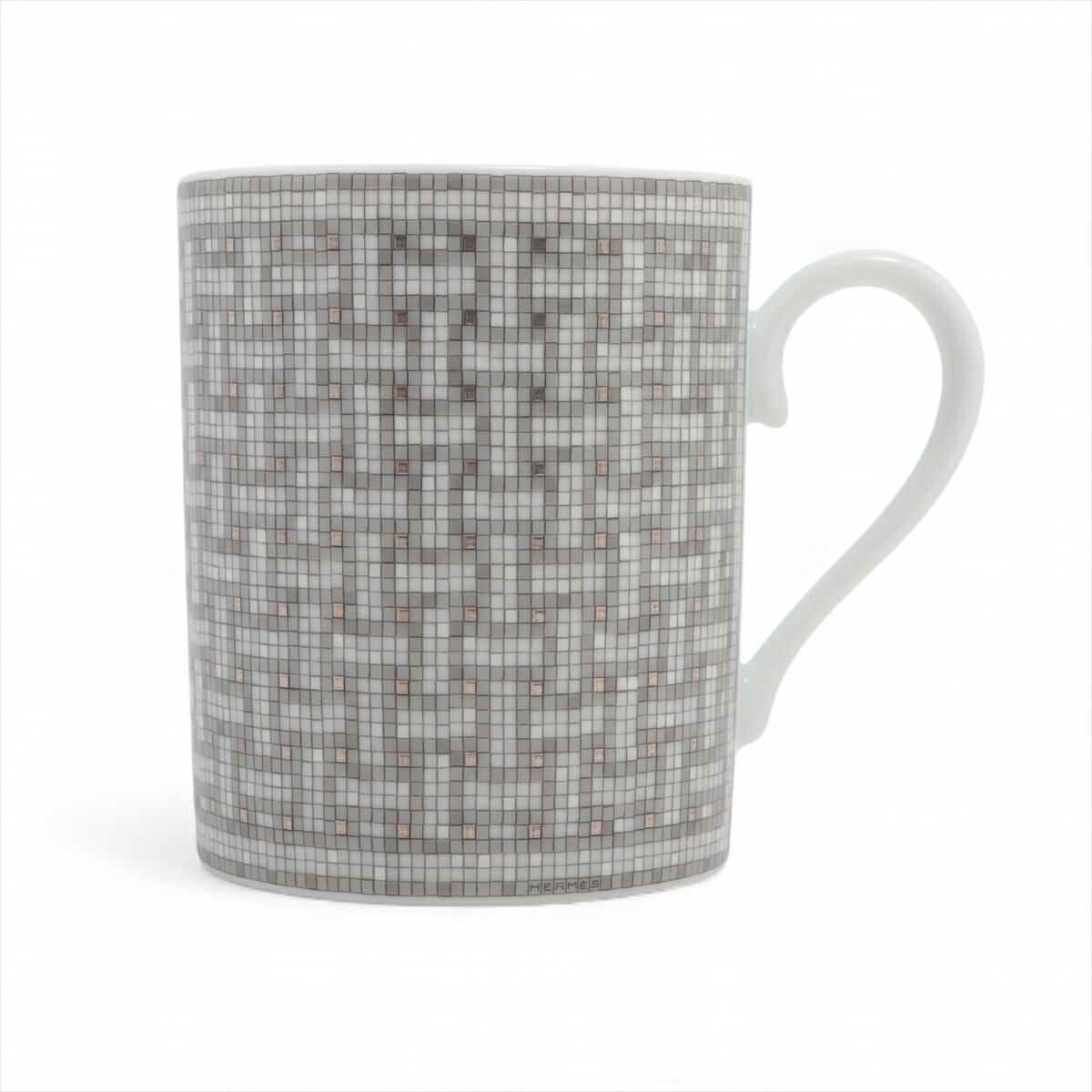 【中古】エルメス モザイク24 マグカップ 陶器 グレー×シルバー 底印「メダル」W10