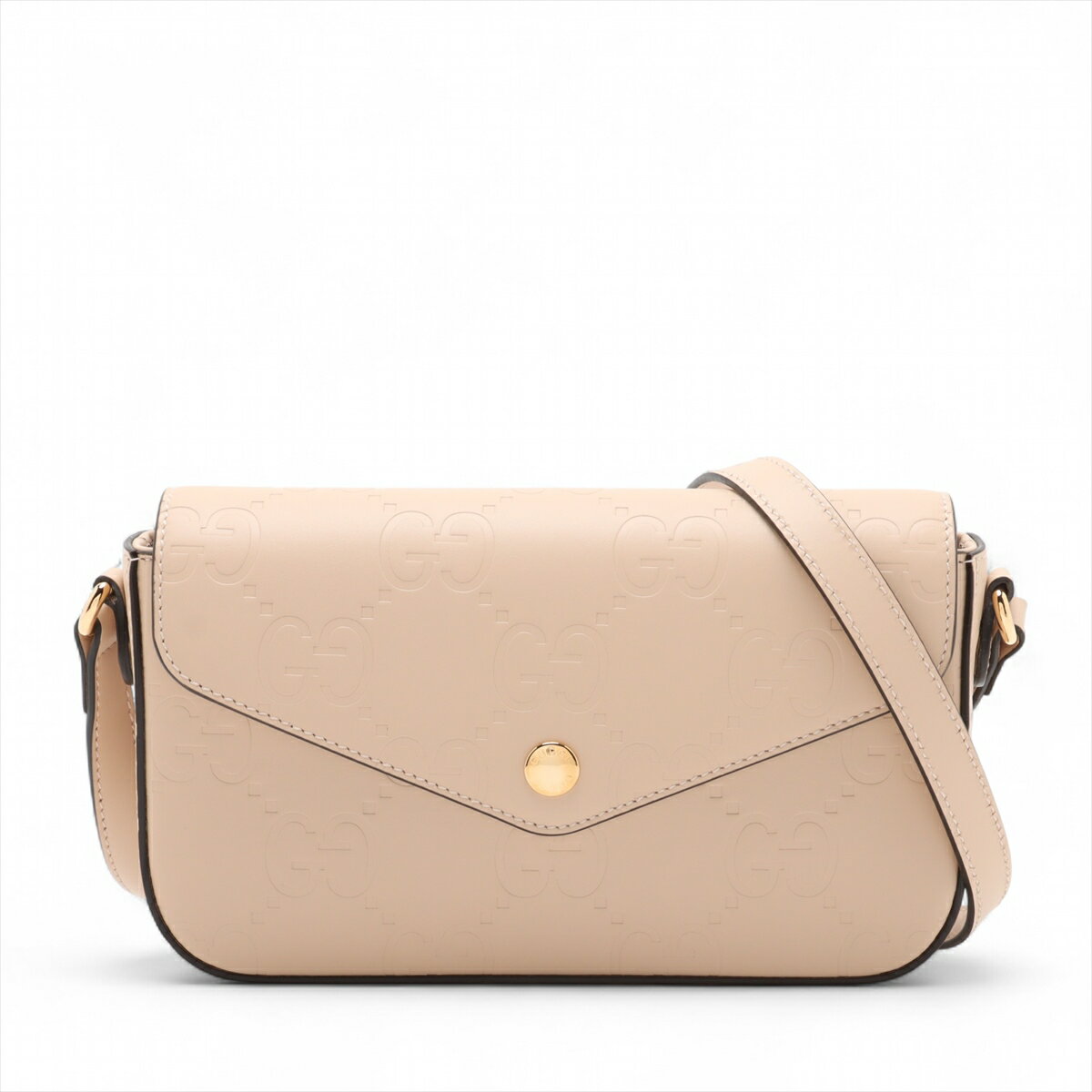 【中古】グッチ GGスーパーミニ レザー ショルダーバッグ ベージュ 772794