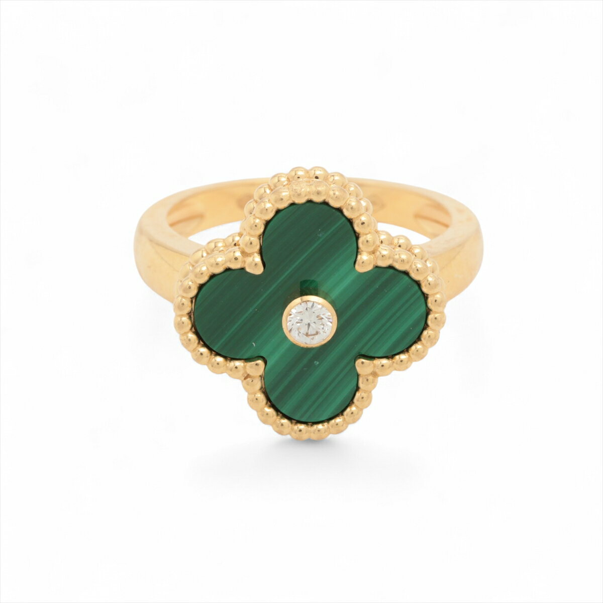 【中古】ヴァンクリーフ&アーペル ヴィンテージアルハンブラ マラカイト ダイヤ リング 750(YG) 7.0g 51