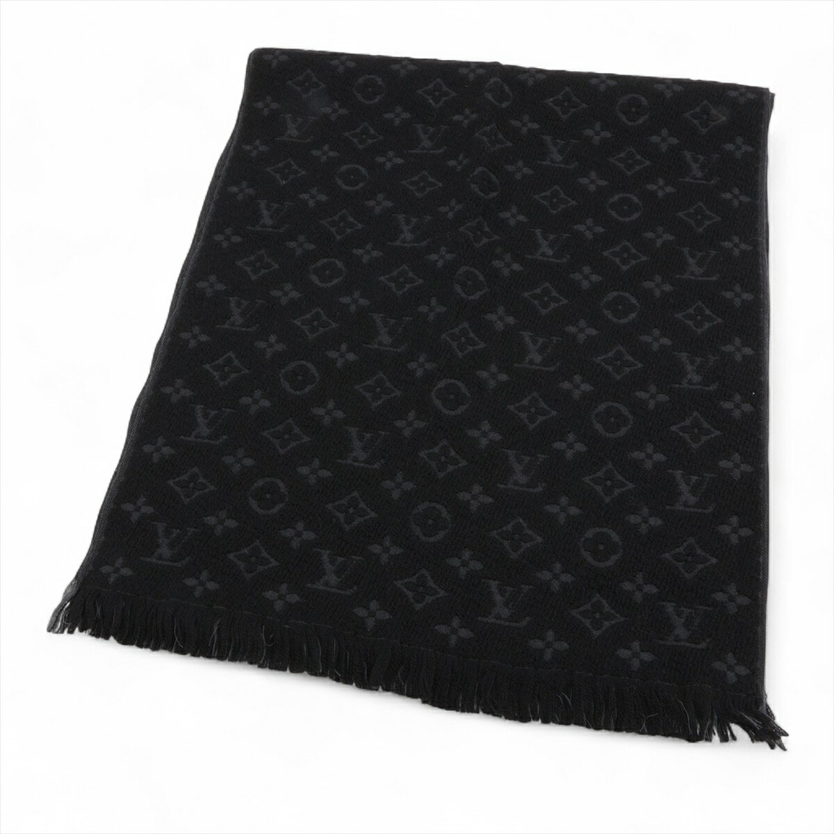 【中古】ヴィトン M70520 エシャルプ モノグラム クラシック IS1221 マフラー ウール ブラック
