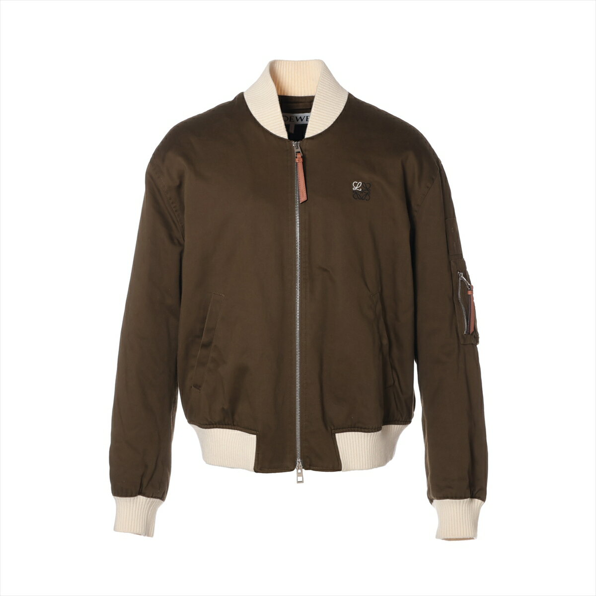 未使用級 LOEWE ロエベ アナグラム刺繍 異素材切替 ボンバージャケット 未使用級 LOEWE ロエベ アナグラム刺繍 異素材切替 ボンバー