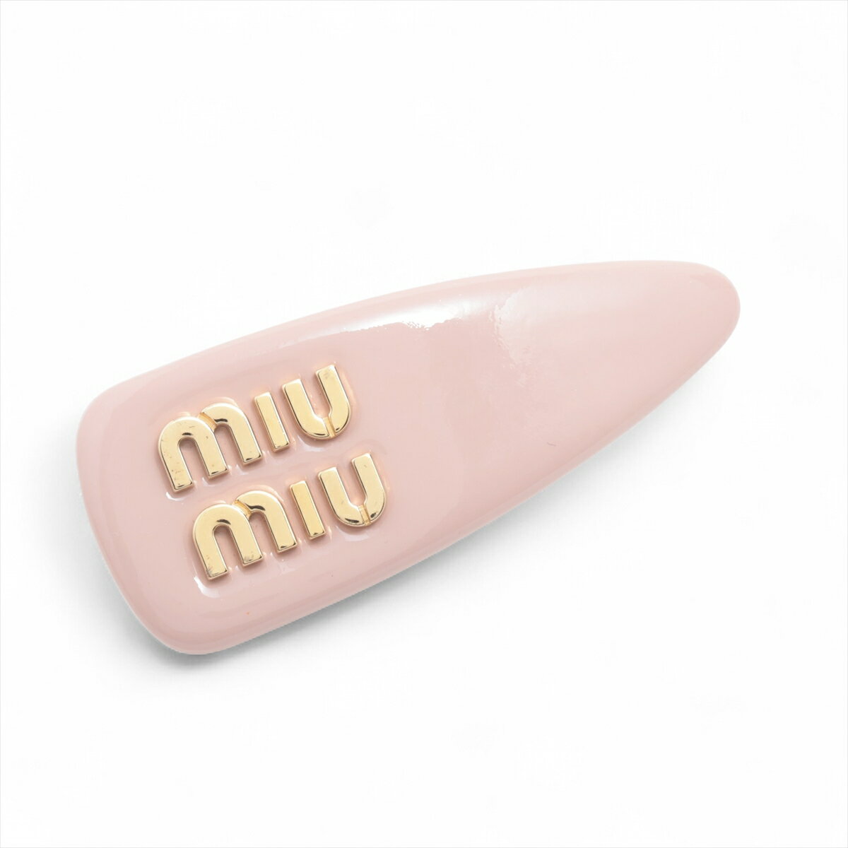 【中古】ミュウミュウ 5IF092 バレッタ パテントレザー ピンク