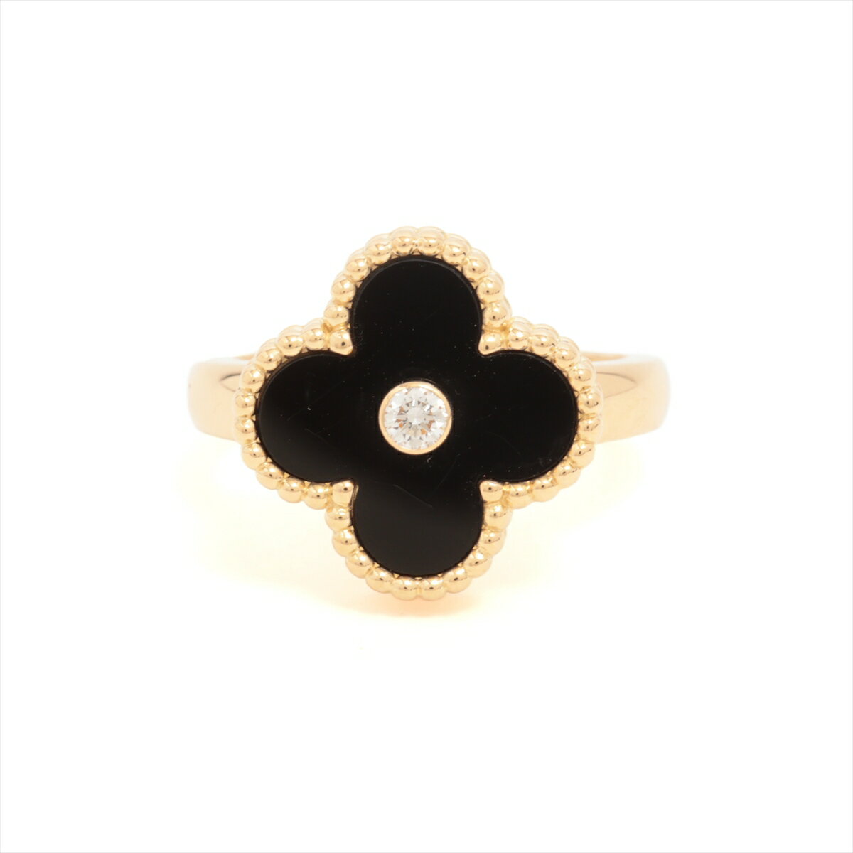 【中古】ヴァンクリーフ&アーペル ヴィンテージアルハンブラ オニキス ダイヤ リング 750(YG) 6.8g 52