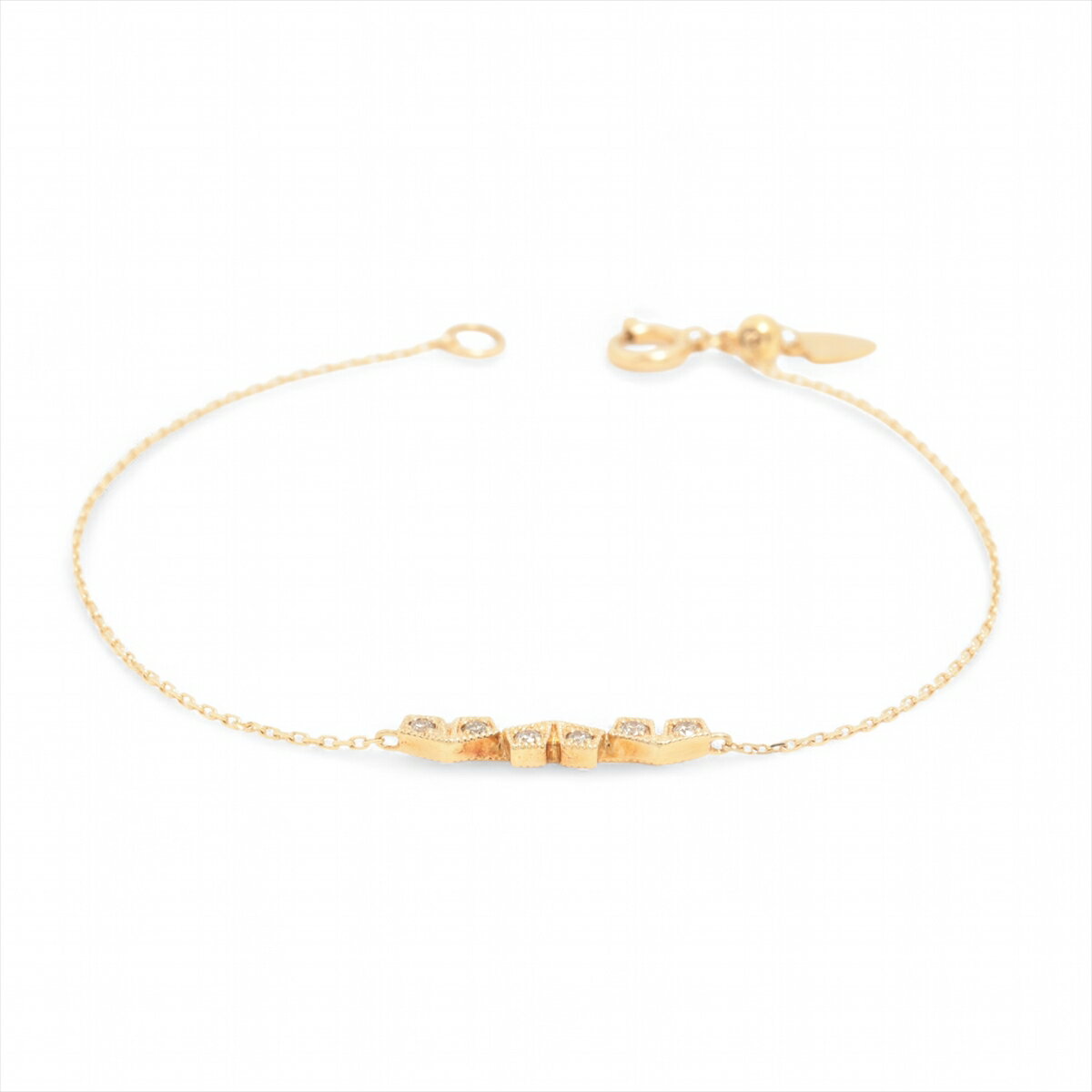 【中古】アガット ダイヤ ブレスレット K18(YG)×K14(YG) 1.2g 0.06