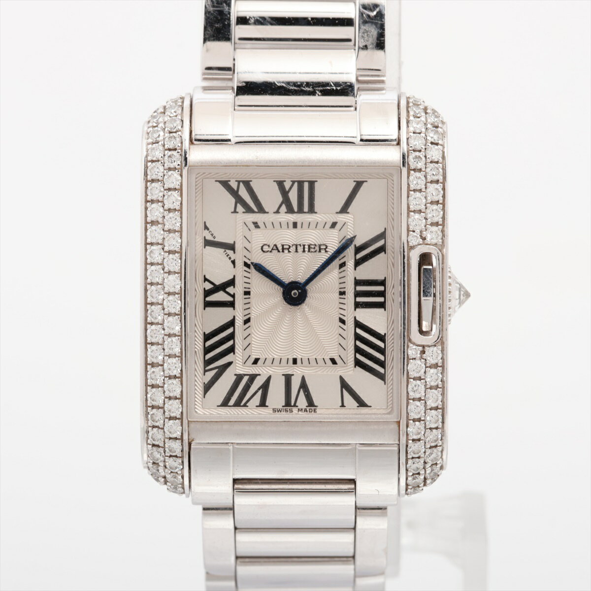 【中古】カルティエ タンクアングレーズSM WT100008 WG WG QZ シルバー文字盤 あまりごま2