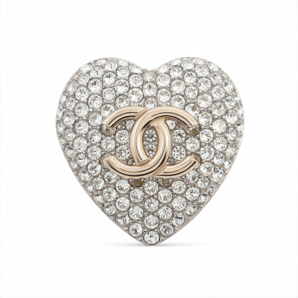 【中古】シャネル ココマーク ハート B20S ブローチ メタル×ラインストーン シルバーのサムネイル