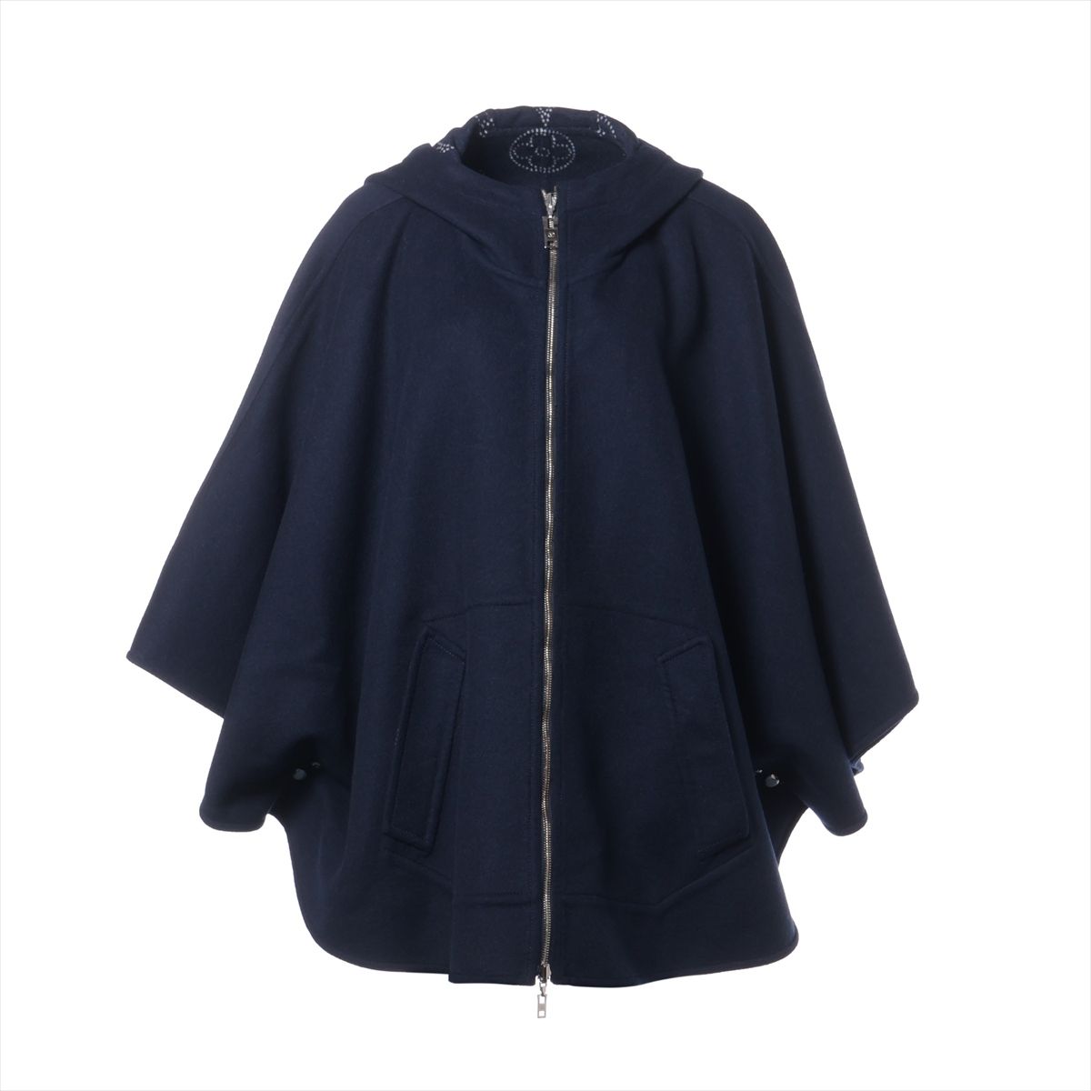 乐天商城 - 【中古】ヴィトン 22SS ウール ポンチョ TU レディース ネイビー RW221W FMC018J54 リバーシブル マヒナ モノグラム