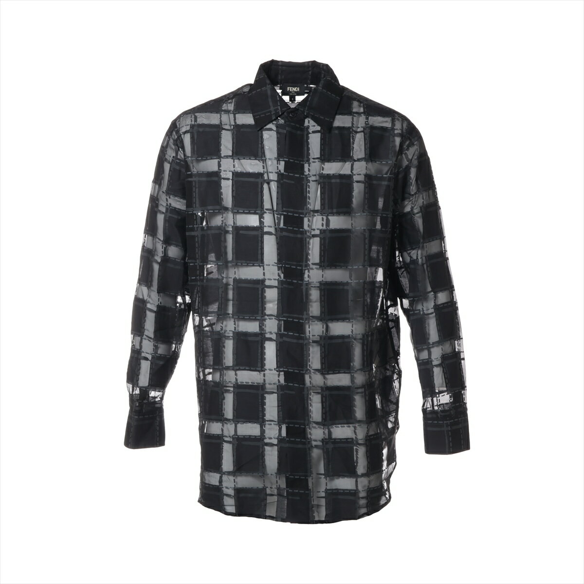 【中古】フェンディ 24年 コットン シャツ S メンズ ブラック FS1319 シースルー