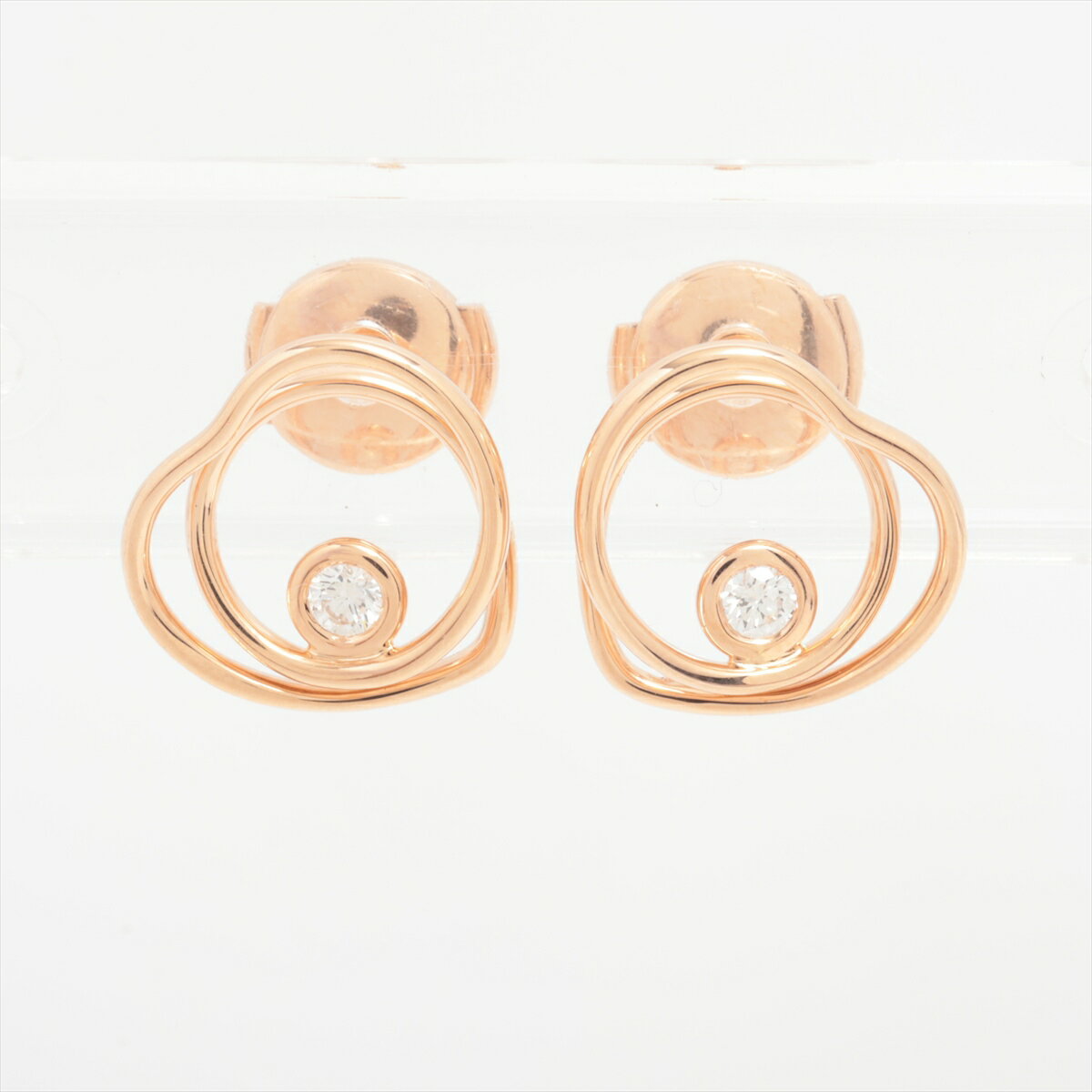 【中古】エルメス ヴェルティージュ クール ダイヤ ピアス 750(PG) 3.6g