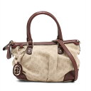 【中古】グッチ GGキャンバス スーキー キャンバスxレザー 2WAYハンドバッグ ベージュxブラウン 247902