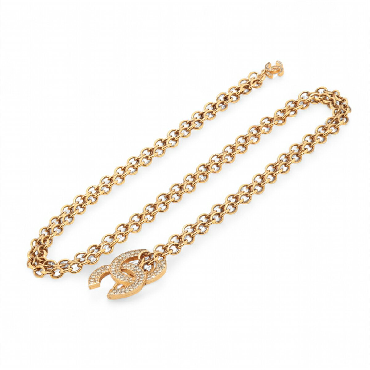 【中古】シャネル ココマーク 637 チェーンベルト GP×ラインストーン ゴールド