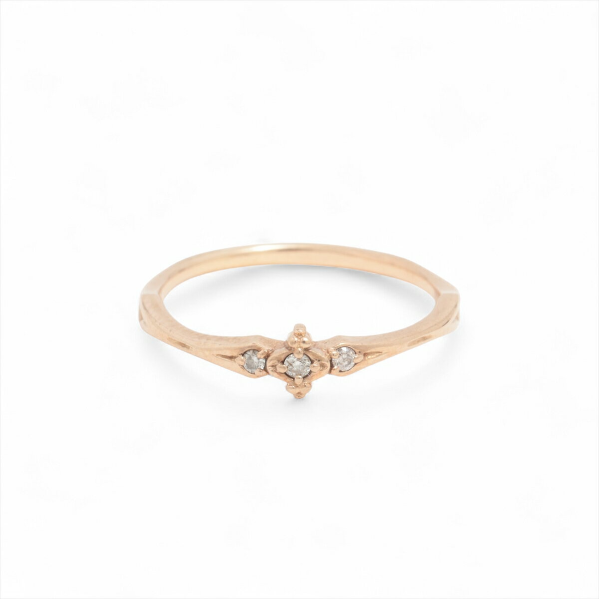 【中古】アガット ダイヤ リング K10(PG) 1.1g 0.034