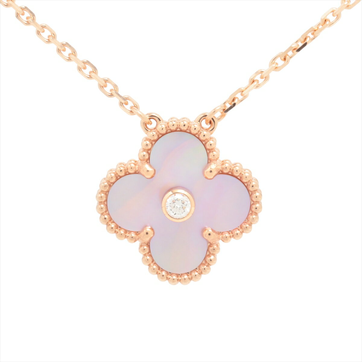 【中古】ヴァンクリーフ&アーペル ヴィンテージアルハンブラ ピンクシェル ダイヤ ネックレス 750(PG) 6.8g VCARPM0P00 2025年ホリデー限定のサムネイル