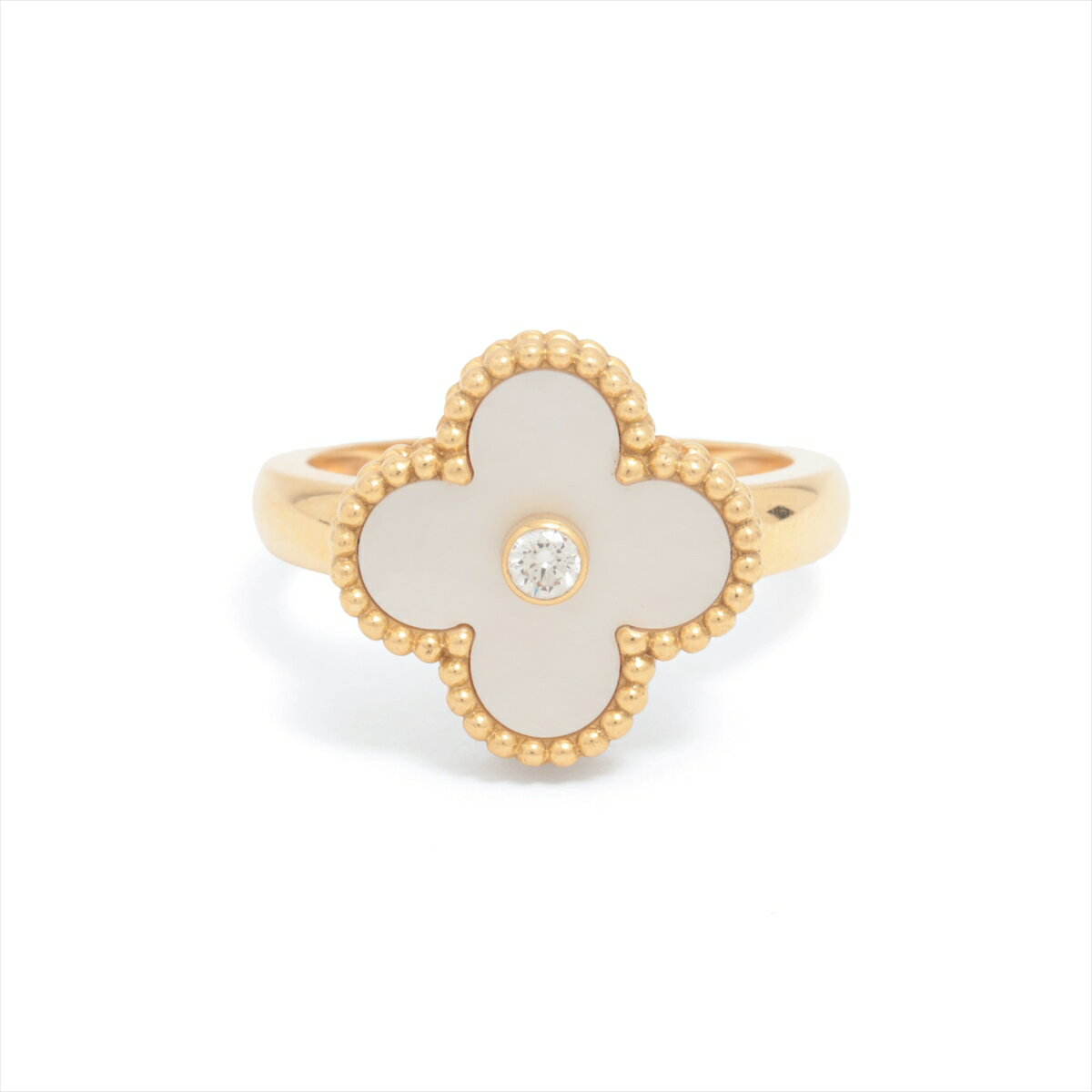 【中古】ヴァンクリーフ&アーペル ヴィンテージアルハンブラ シェル ダイヤ リング 750(YG) 7.0g 55