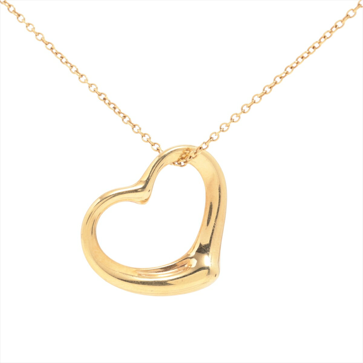 【中古】ティファニー オープンハート ネックレス 750(YG)×18K(YG) 5.2g(4.0)