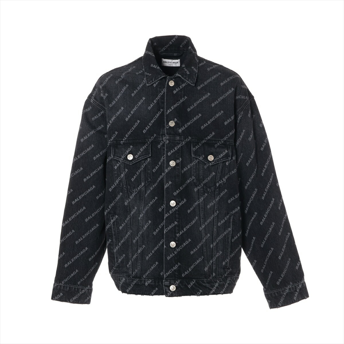 【中古】バレンシアガ 22年 コットン デニムジャケット XS メンズ グレー 675208