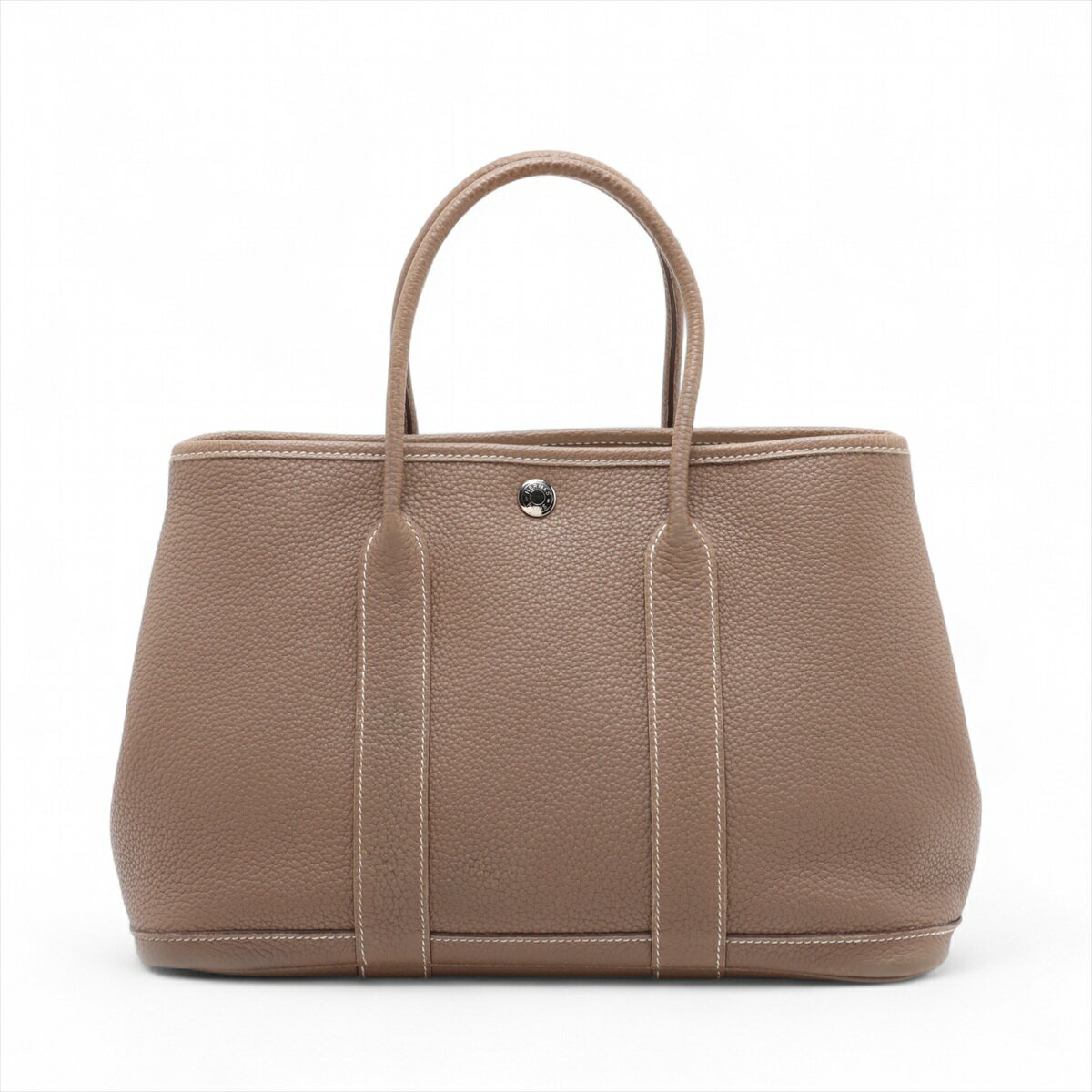 【中古】エルメス ガーデンパーティ30 TPM カントリー エトゥープ シルバー金具 □P:2012年