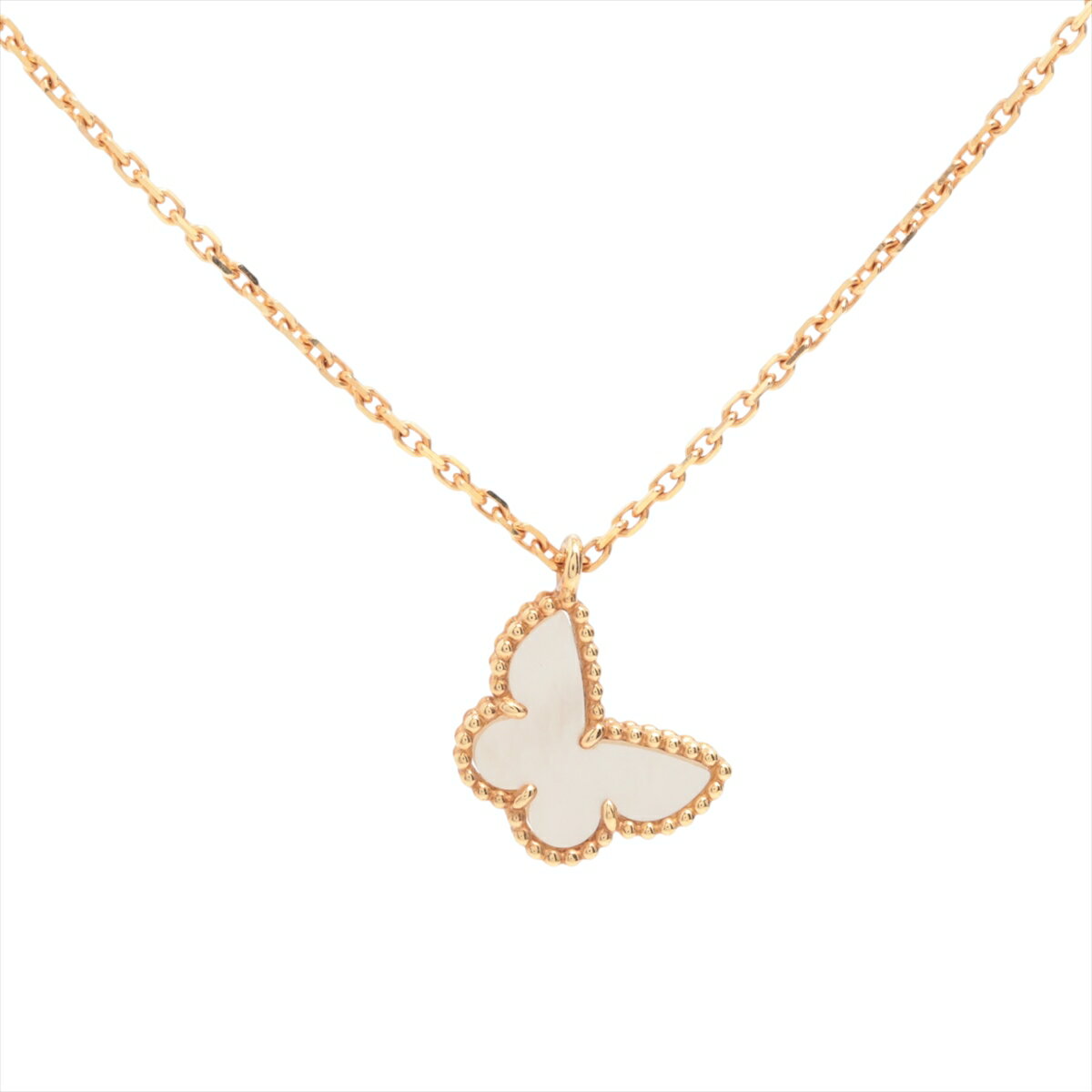 【中古】ヴァンクリーフ&アーペル スウィートアルハンブラ パピヨン シェル ネックレス 750(YG) 3.0g VCARF69300