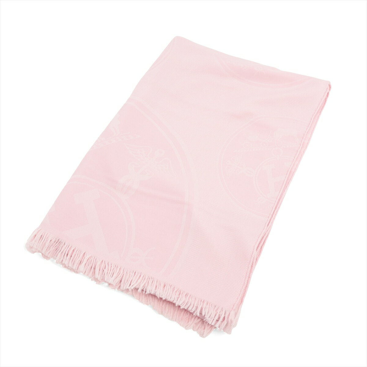 【中古】エルメス ニューリブリス ストール カシミヤ×シルク ピンク