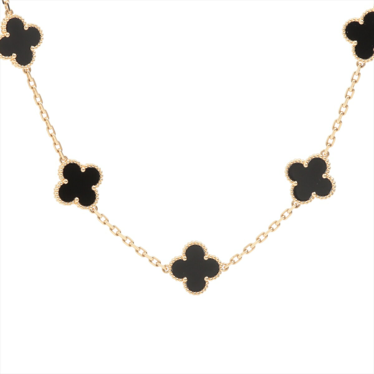 【中古】ヴァンクリーフ&アーペル ヴィンテージアルハンブラ 10P オニキス ネックレス 750(YG) 23.1g VCARA42700のサムネイル