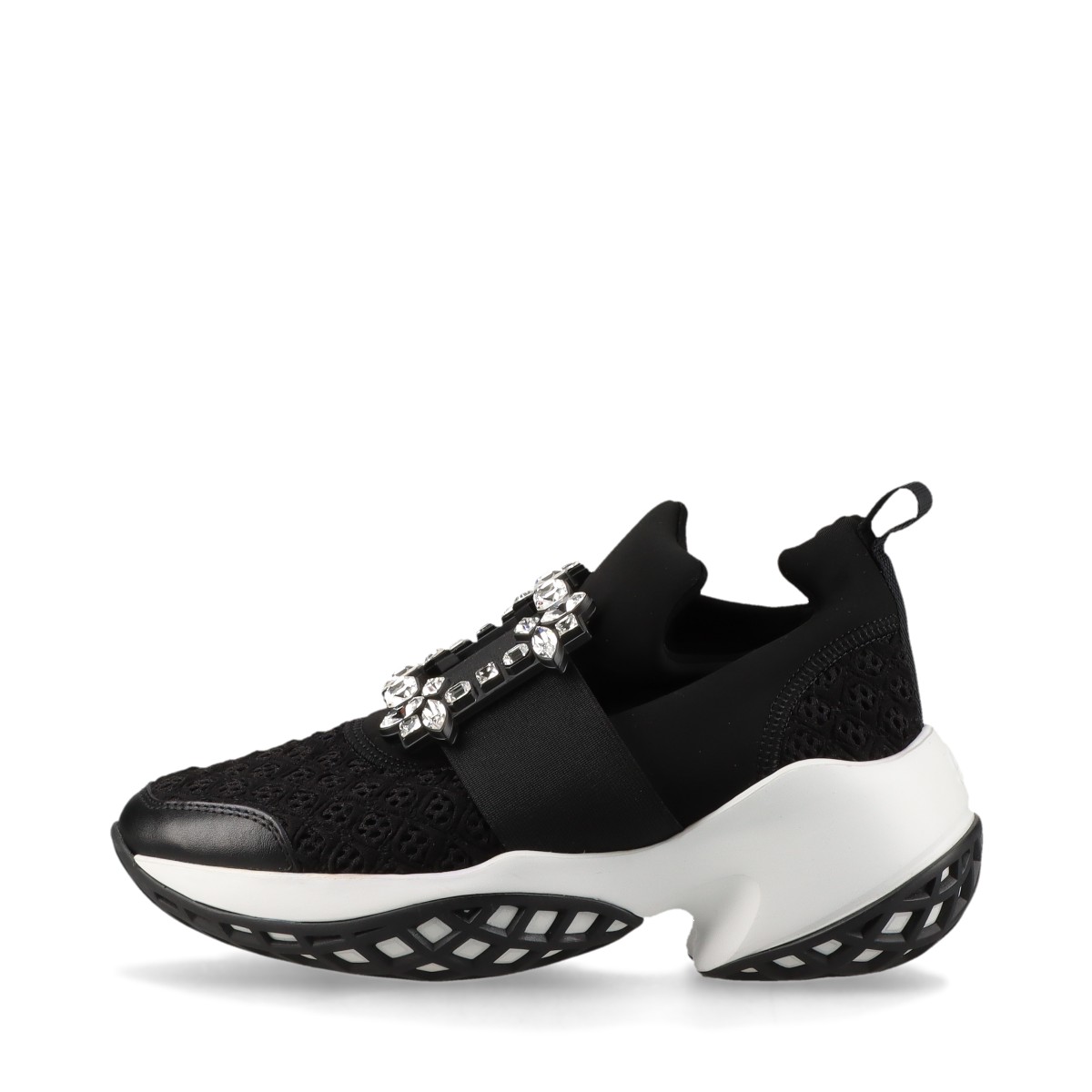 【中古】ロジェ ヴィヴィエ ヴィヴ ラン ファブリック スニーカー EU34 レディース ブラック ビジュー ..