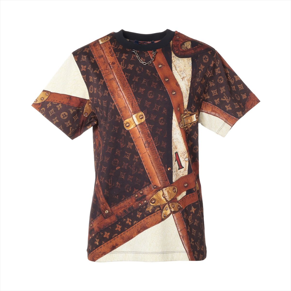 乐天商城 - 【中古】ヴィトン 24AW コットン Tシャツ S レディース ブラウン RW242WB モノグラム トランクプリント