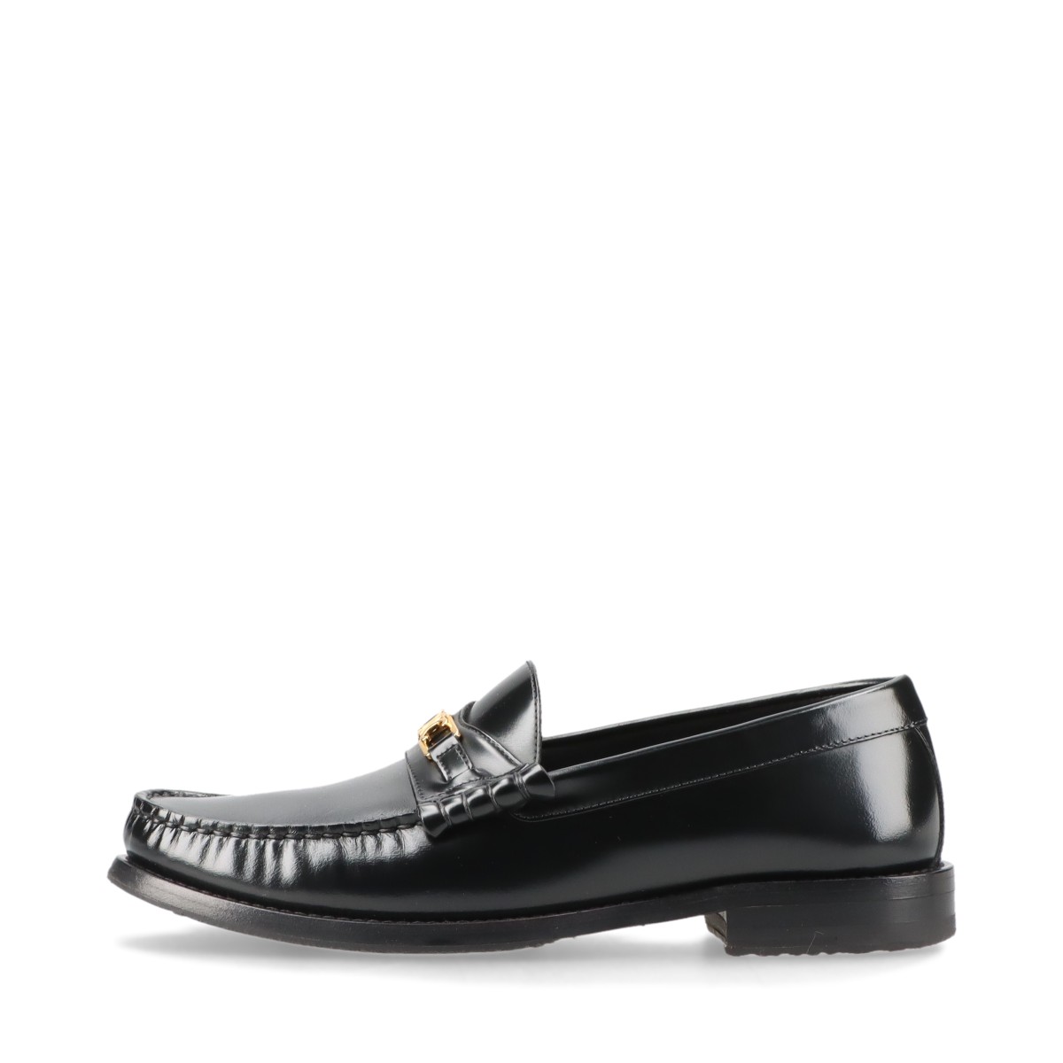 【中古】セリーヌ ルコ エディ期 レザー ローファー 37 レディース ブラック MG0292 トリオンフ 箱 保存袋あり