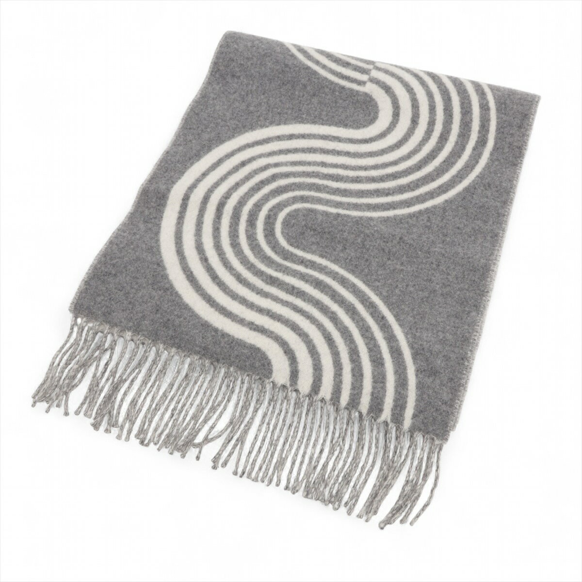 【中古】エルメス カザックヴァーグ マフラー カシミヤ グレー