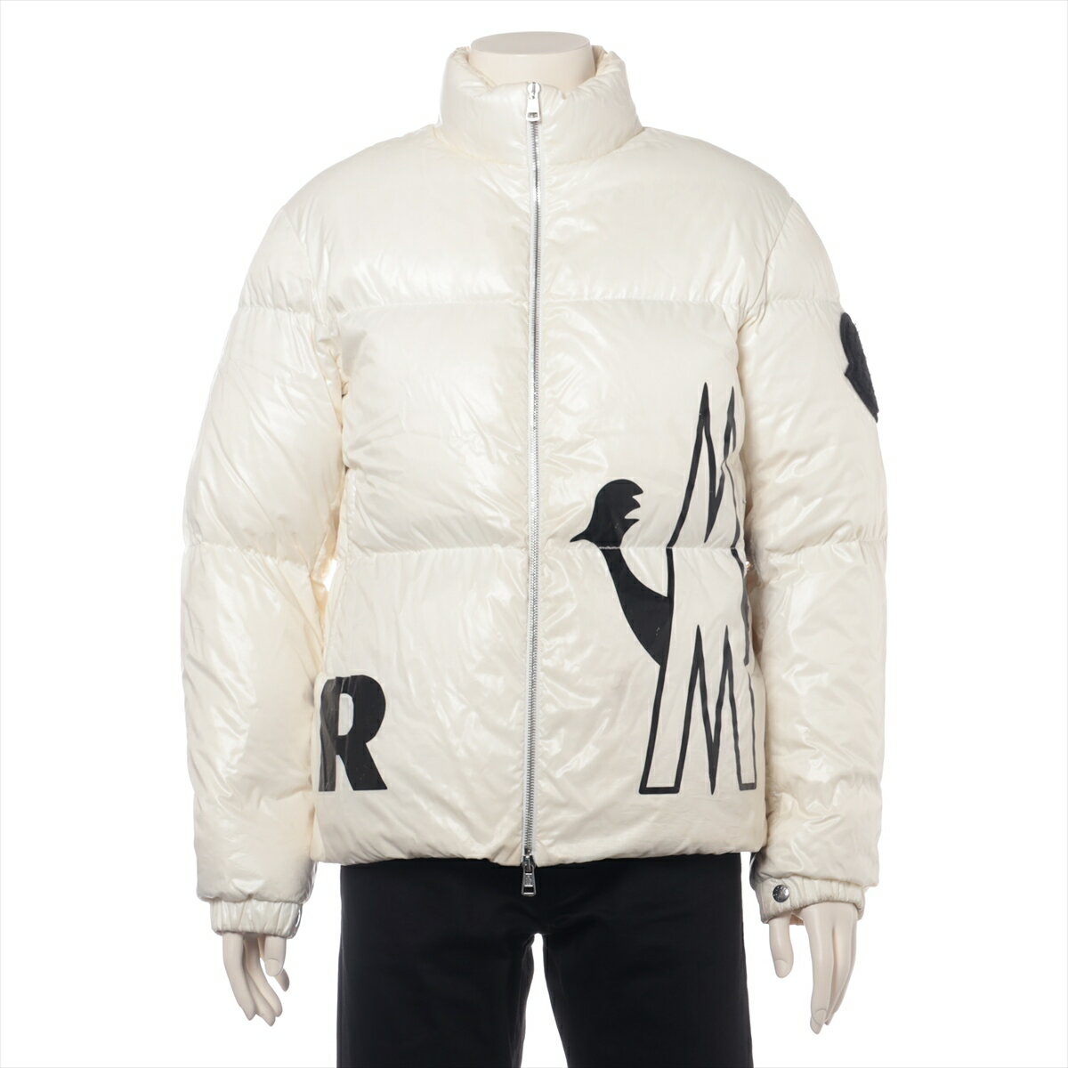 【中古】モンクレール FRIESIAN 18年 ナイロン ダウンジャケット 3 メンズ ホワイト 全体ヨゴレ プリン..