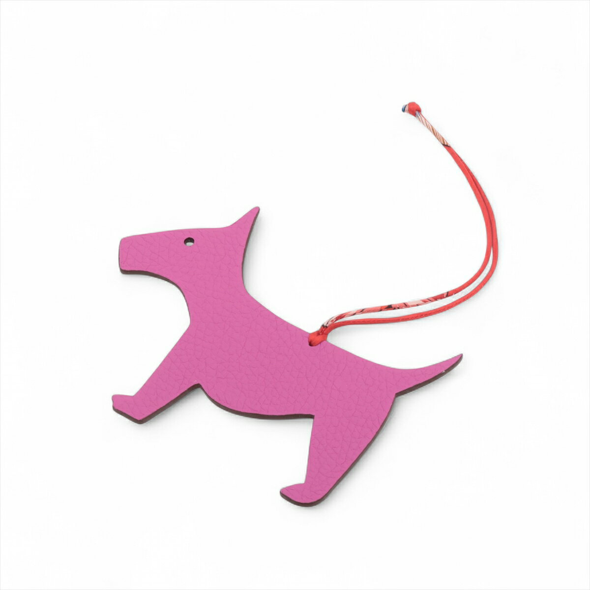 【中古】エルメス プティアッシュ チャーム レザー パープル×ブラウン ドッグ テリア