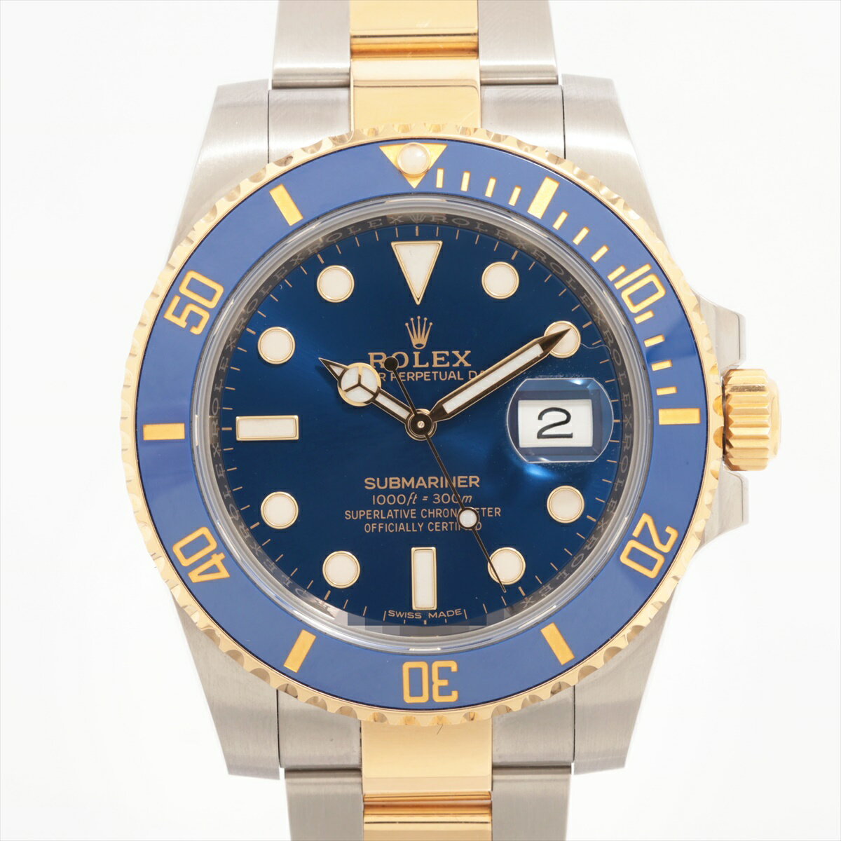 【中古】ロレックス サブマリーナーデイト 116613LB SS×YG SS×YG AT 青文字盤