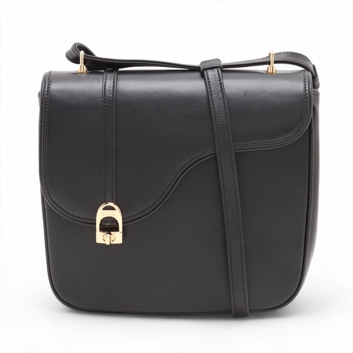 【中古】グッチ レザー ショルダーバッグ ブラック 740988