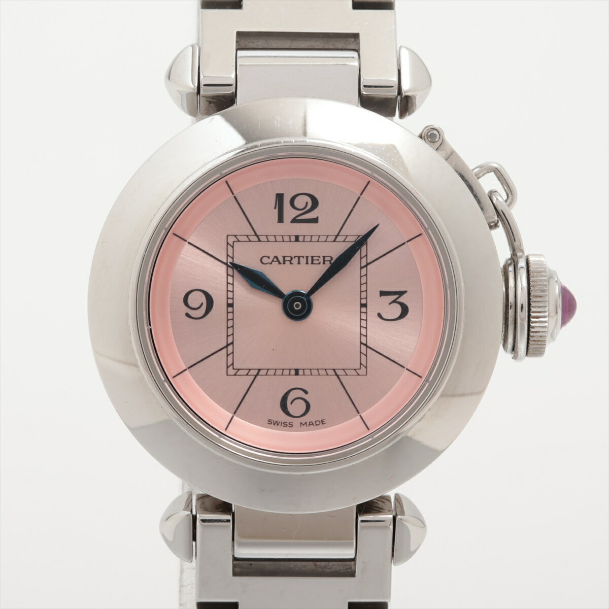 【中古】カルティエ ミスパシャ W3140008 SS SS QZ ピンク文字盤 あまりごま1