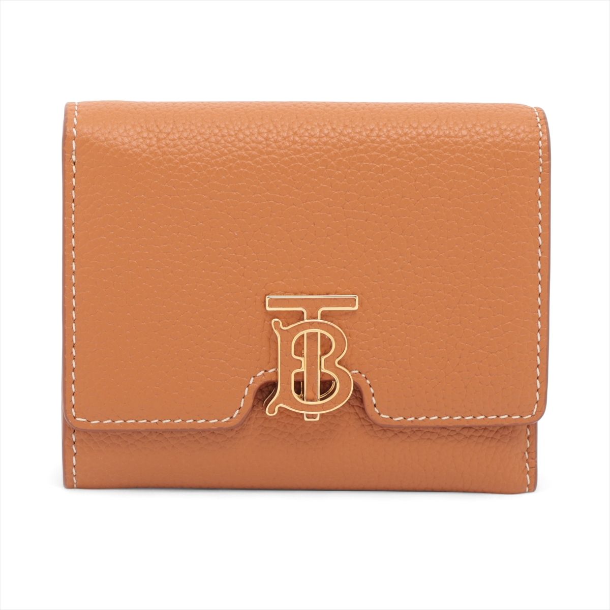 A, E, H, I, L, V, Y - 【中古】バーバリー TB ロゴ レザー コンパクトウォレット ブラウン