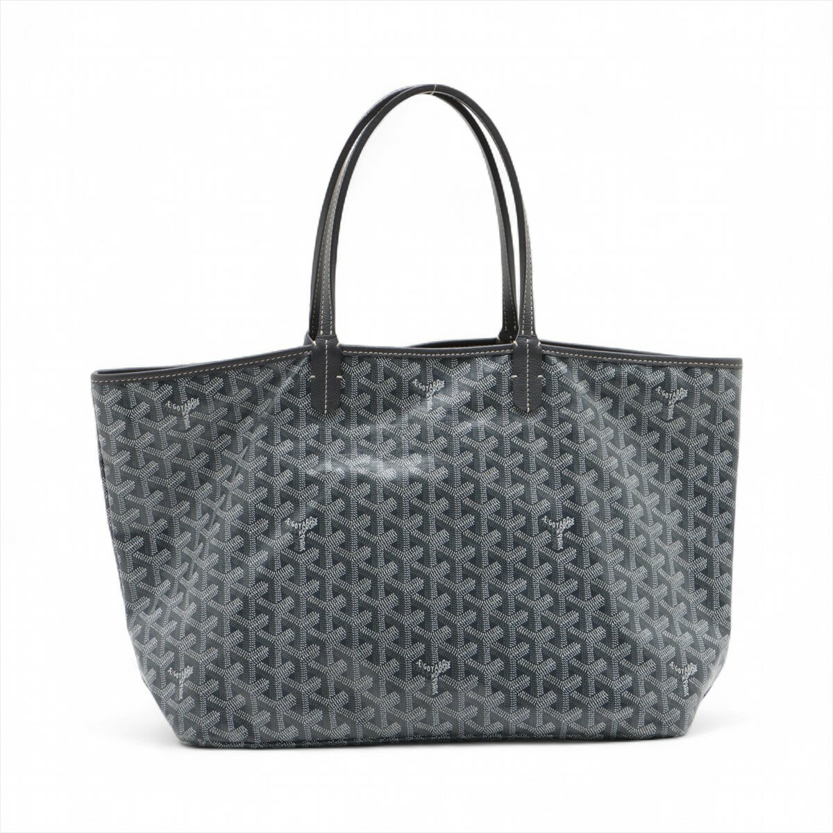 【中古】ゴヤール サンルイPM PVCxレザー トートバッグ グレー