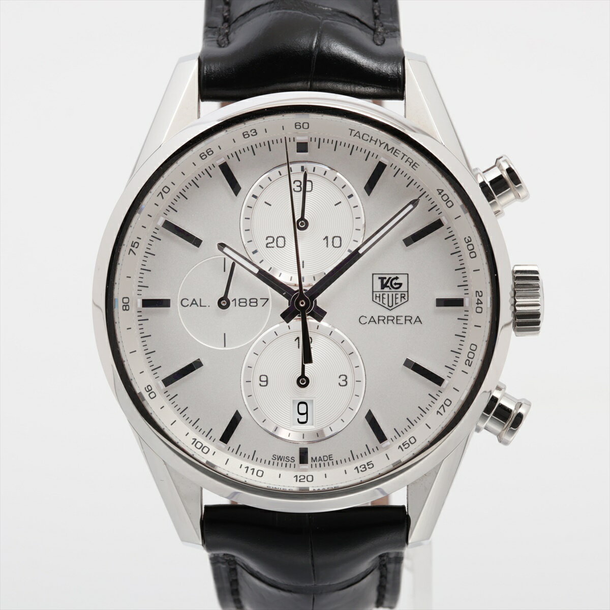 【中古】タグホイヤー カレラ SS SS×革 AT シルバー文字盤 CAR2111-5