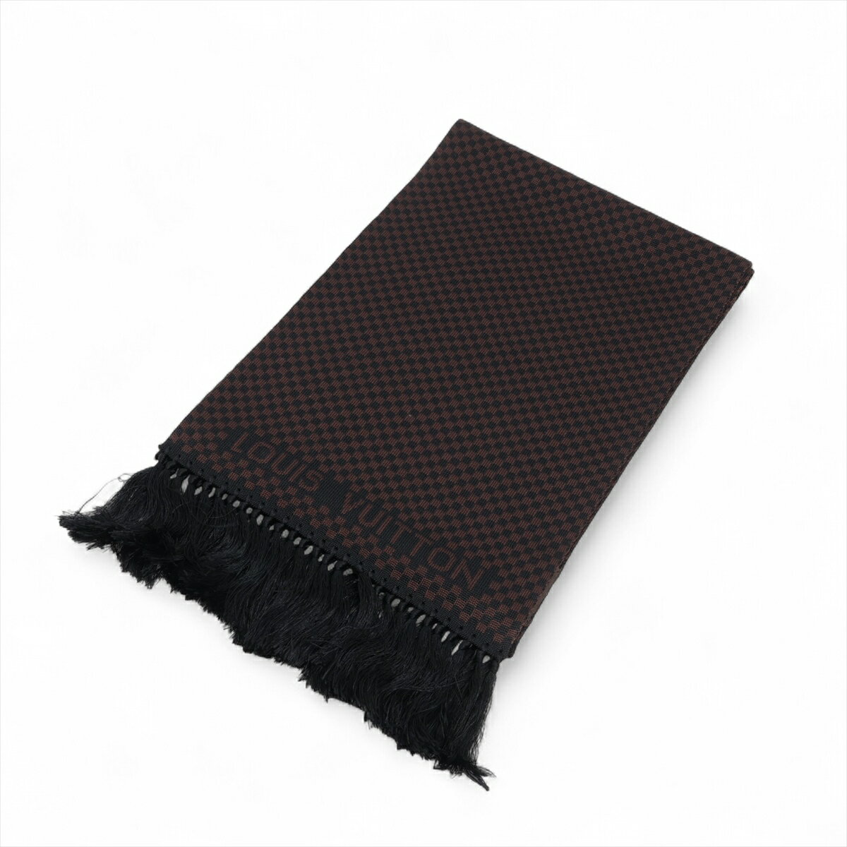 【中古】ヴィトン エシャルプ スモーキング 年式不明 マフラー シルク ブラウン×ブラック