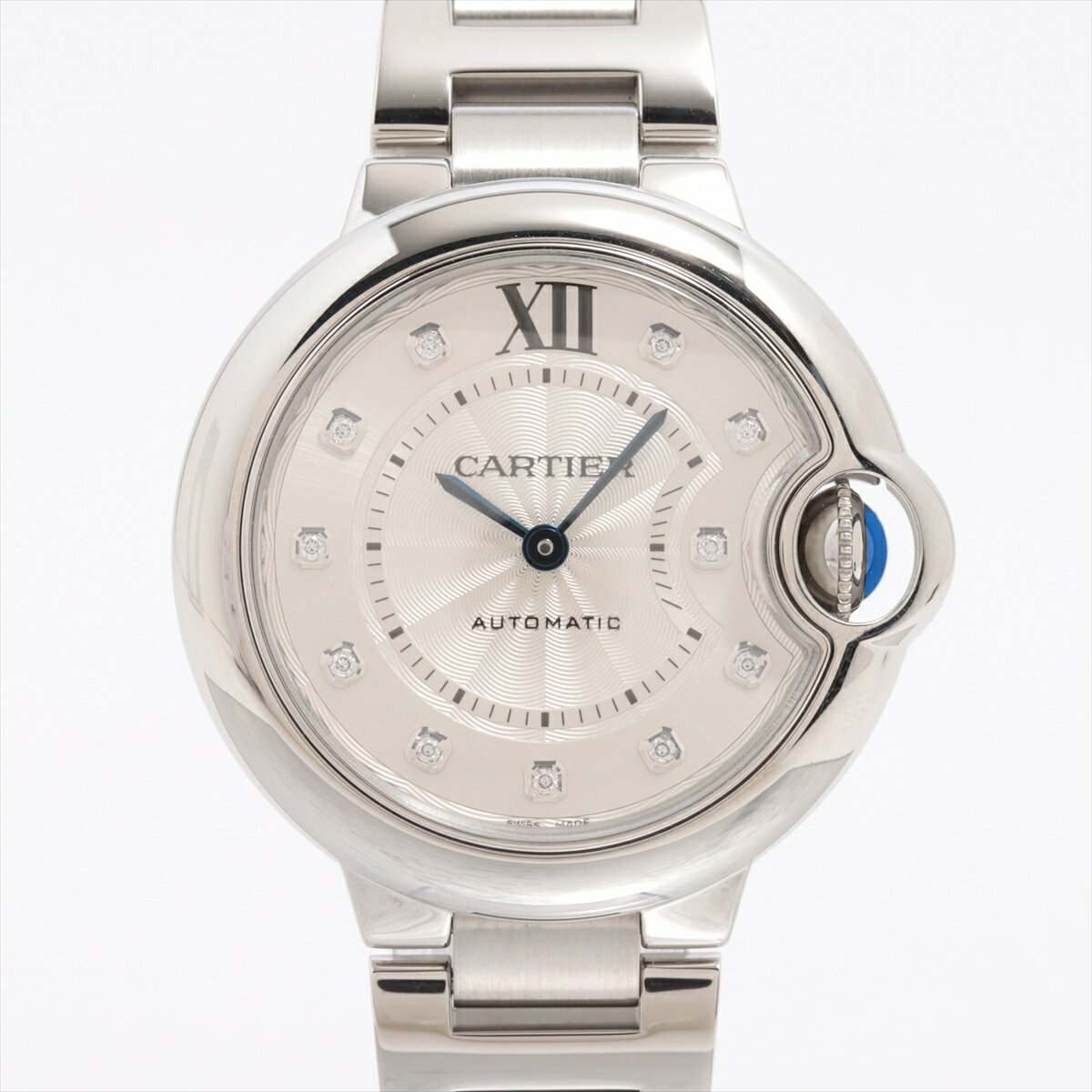 【中古】カルティエ バロンブルー ドゥ カルティエ W4BB0021 SS SS AT シルバー文字盤 あまりごま1