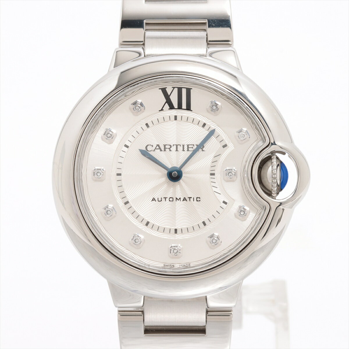 【中古】カルティエ バロンブルー ドゥ カルティエ W4BB0021 SS SS AT シルバー文字盤 あまりごま1