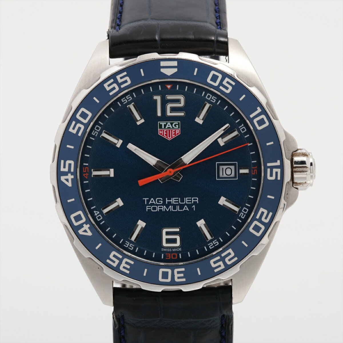 【中古】タグホイヤー フォーミュラ1 WAZ1010 SS 社外SS×社外革 QZ 青文字盤