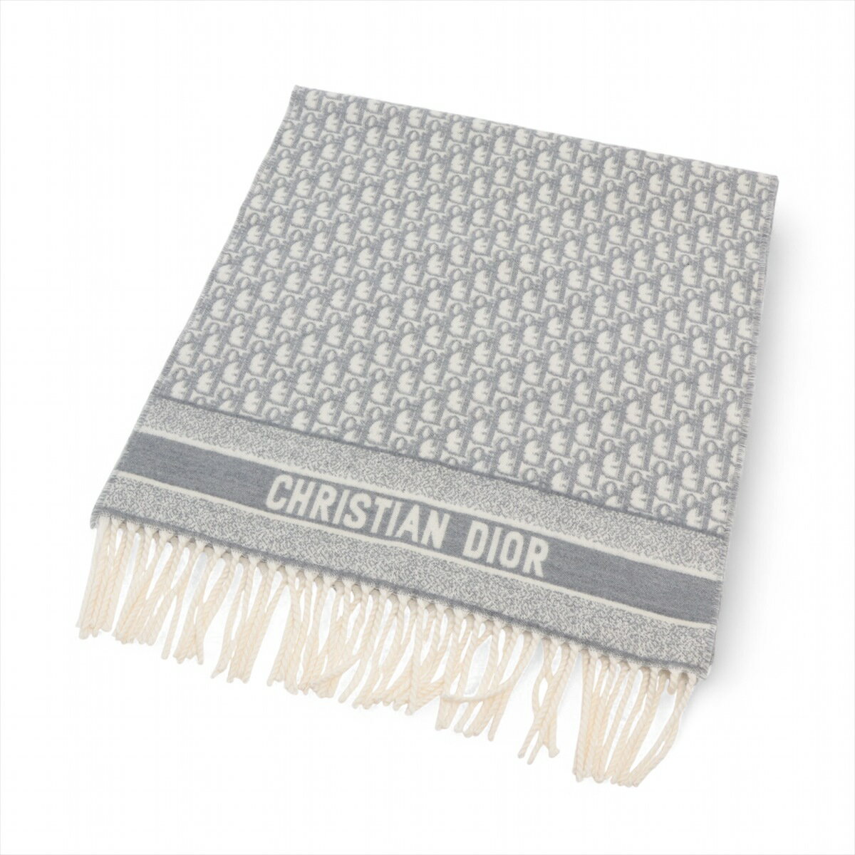 【中古】ディオール 01CDO309I093 オブリーク ストール カシミヤ グレー マフラー