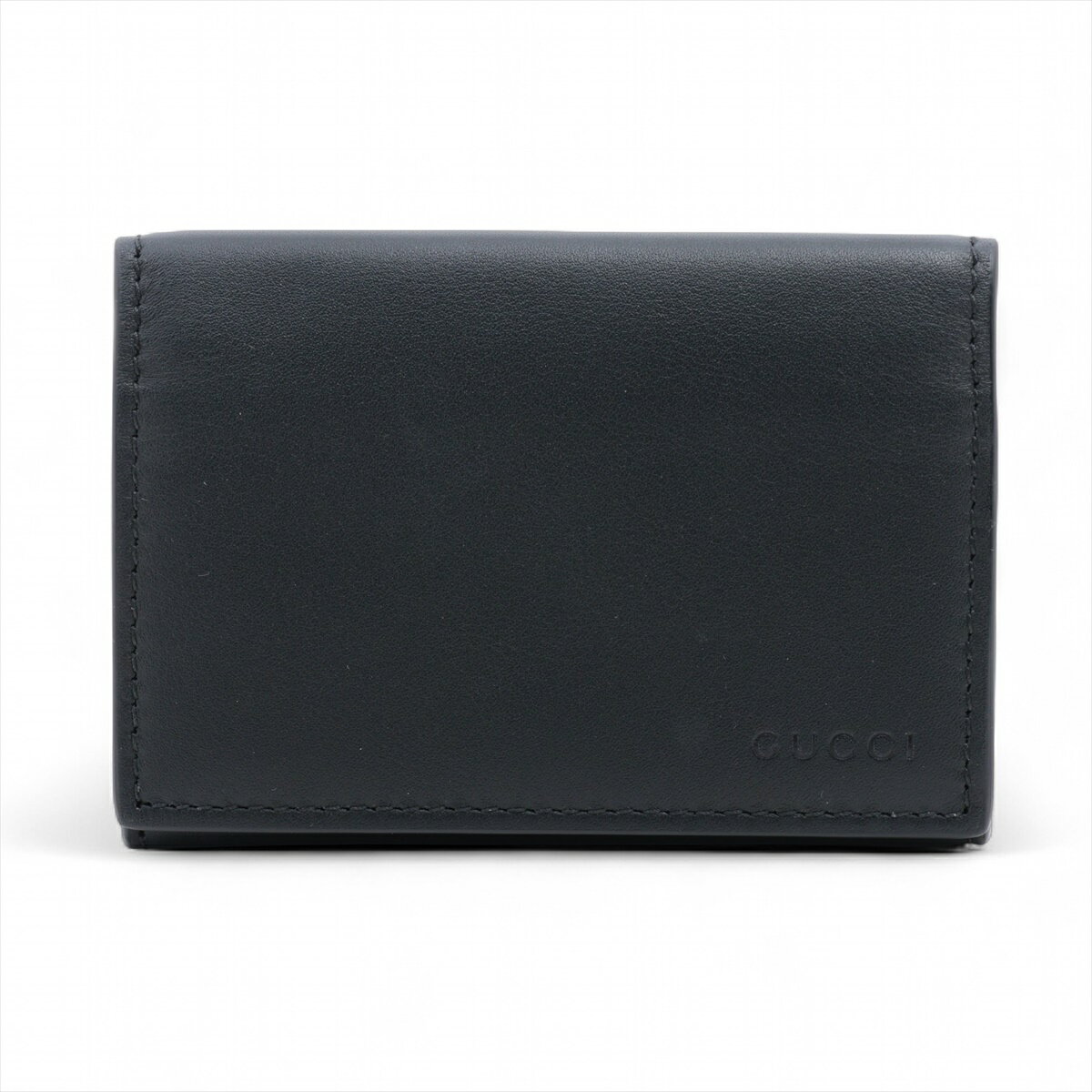 【中古】グッチ GGエンブレム 818956 PVC×レザー カードケース ブラック