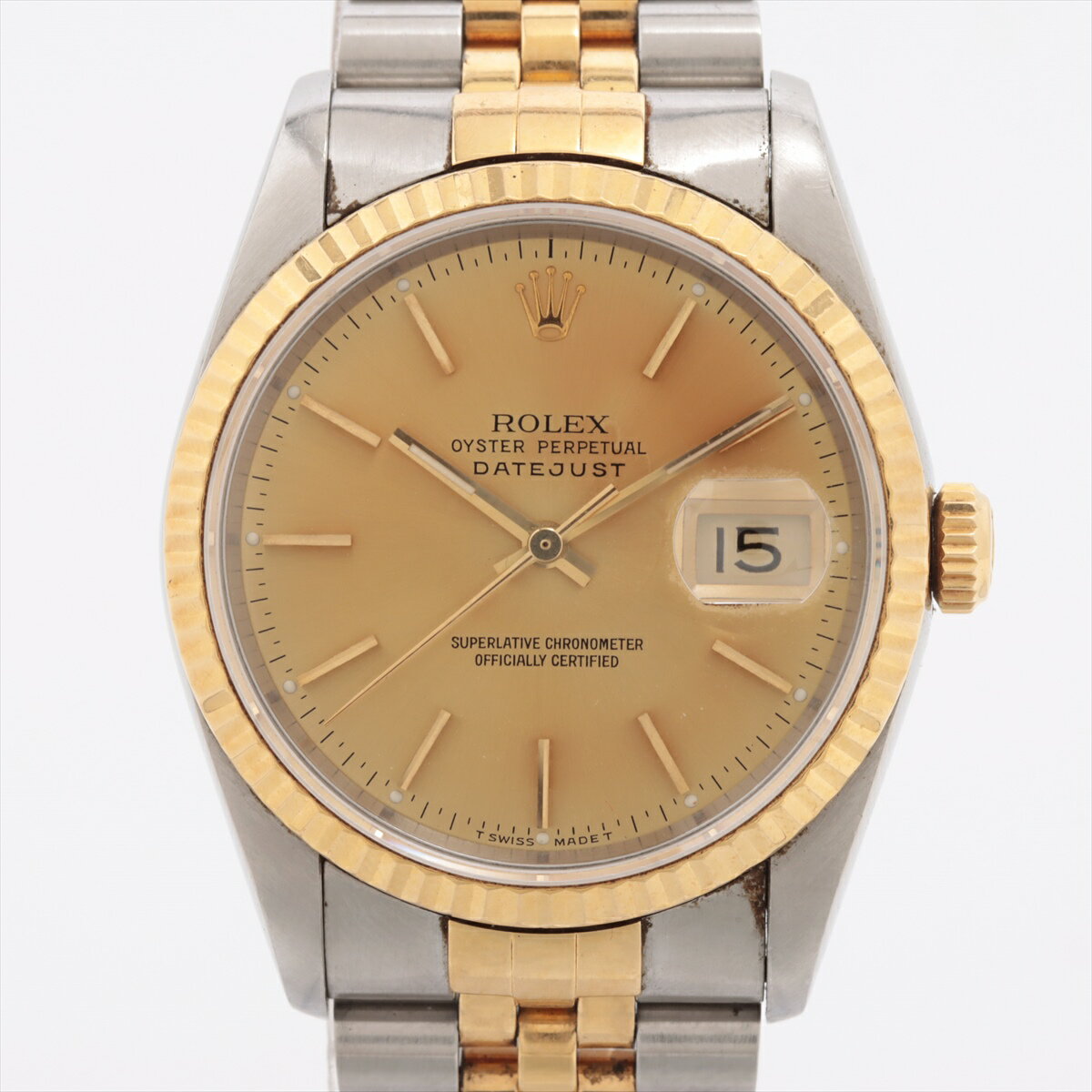 【中古】ロレックス デイトジャスト36 16233 SS×YG SS×YG AT シャンパン文字盤(2)